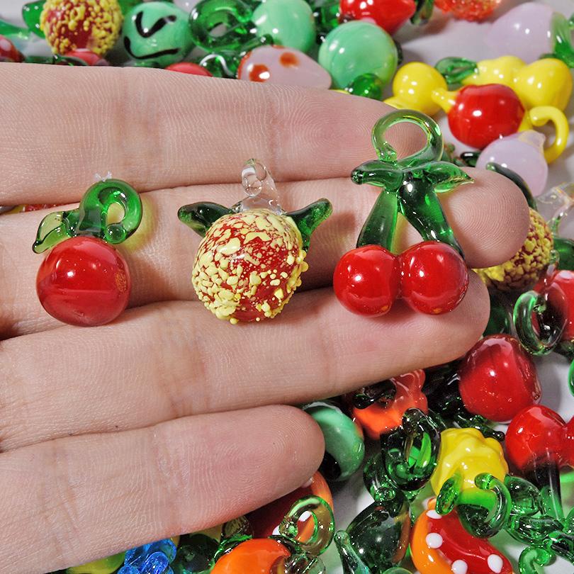 5/20 Stück/Los Verschiedene Früchte-Anhänger Erdbeere/Kirsche/Zitrone Anhänger Für Schmuckherstellung Großhandel Glasmaterialien Armbänder herstellen
