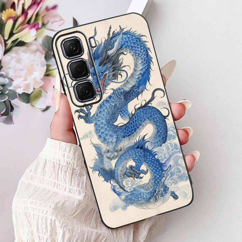 For Infinix Hot 50 4G Phone Case Hot 50 Pro+ 4G Hot50 Pro Elegant Floral Cat Pattern Black Silicone Soft TPU Cases