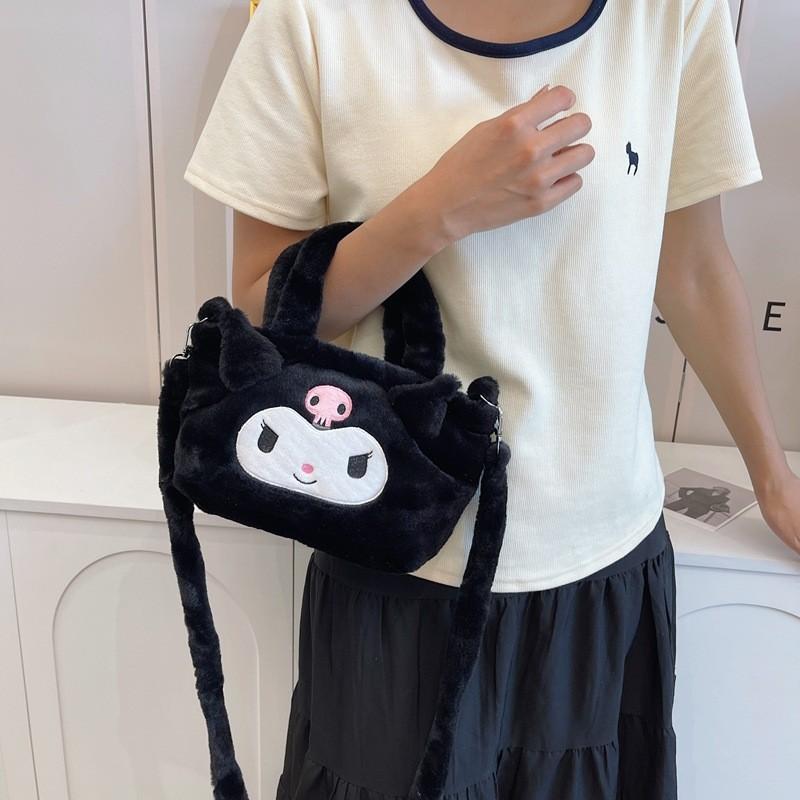 

Stylish Unisex Plush Shoulder Bag For Children Cute Animal Pattern Soft And Cozy Material чёрный