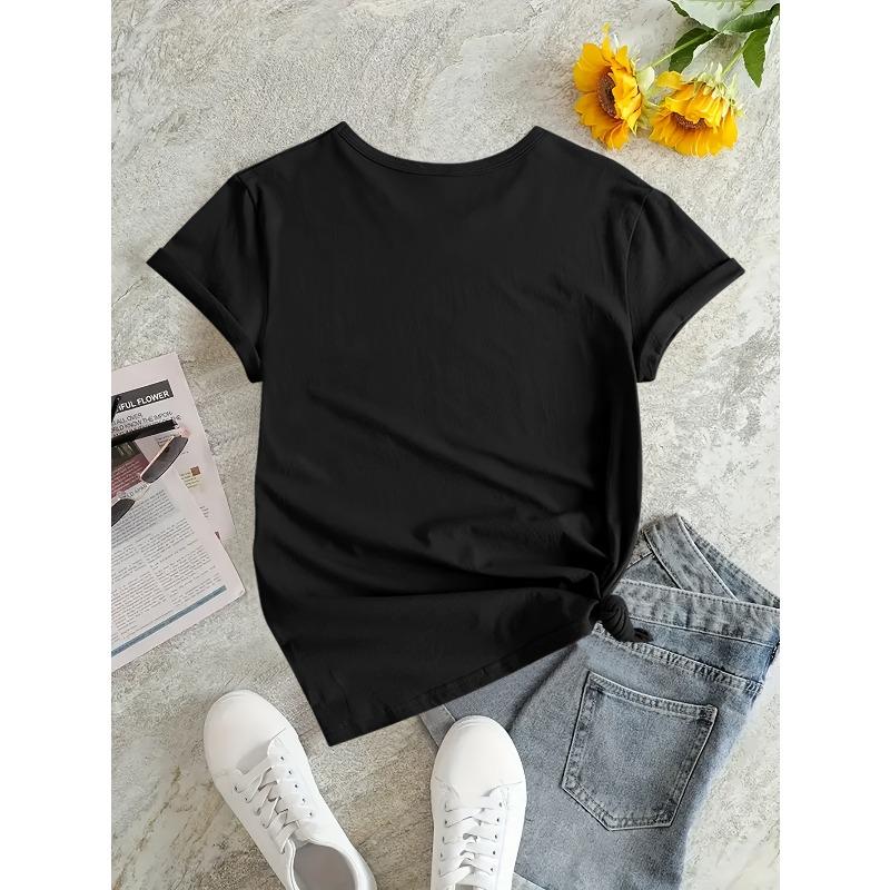 Casual Loose Summer T-Shirt with a Fun Angel Wings Cartoon Print