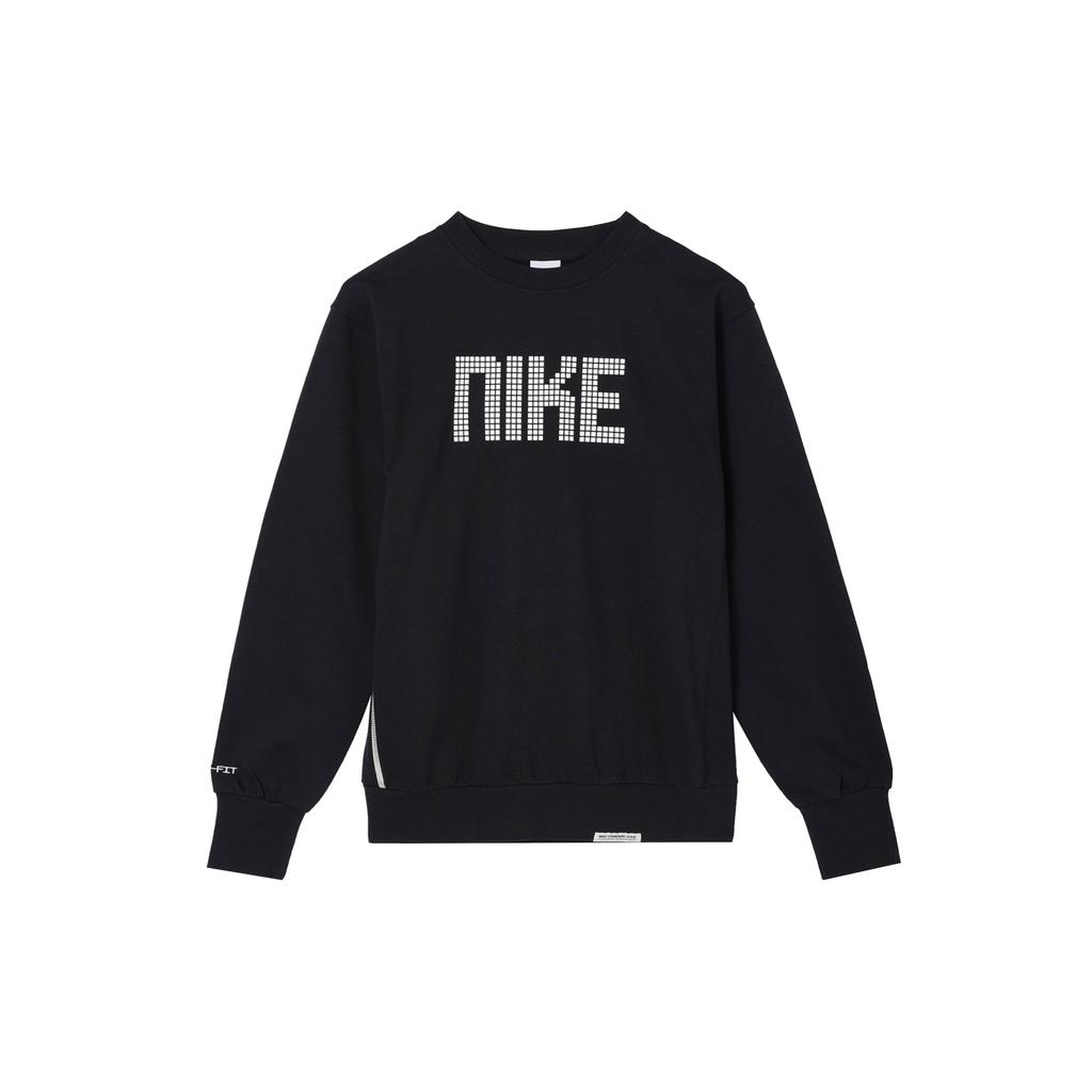 Nike Checkered Alphabet Print Pullover Sweatshirt Men Tops Black FD9744-010