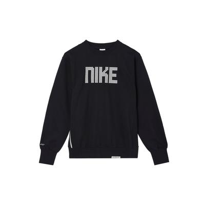 Nike Checkered Alphabet Print Pullover Sweatshirt Men Tops Black FD9744-010