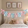 2Pieces Soft Blue Bowknot Garlands Celebratory Banners Perfect for Holiday Wall Decors and Festival Celebration Event