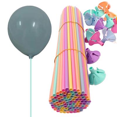 100 Pcs Balloon Sticks Plastic Balloon Sticks Holders with Cups for Anniversary Birthday Christmas Graduation Baby Shower Party Wedding Decoration