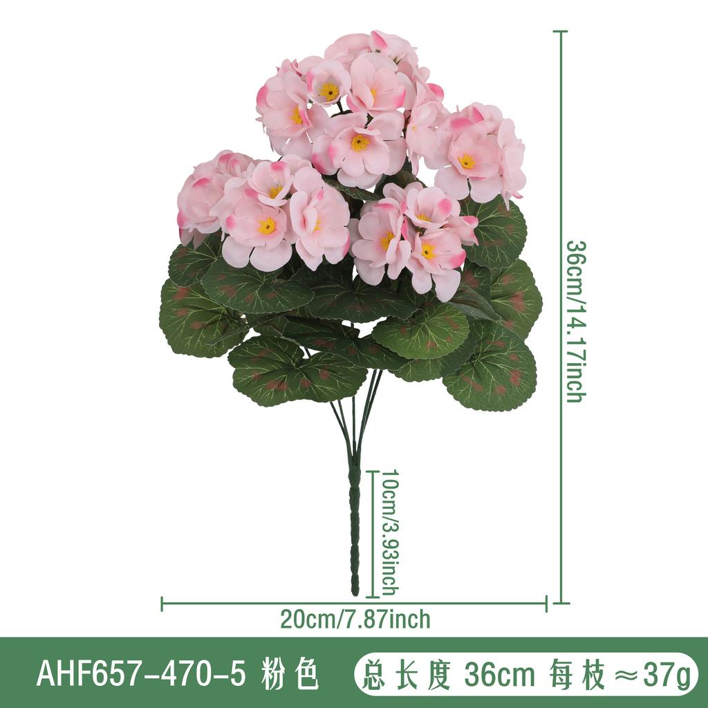 Wind Simulation Begonia Flower Fake Flower Home Living Room Geranium Silk Flower