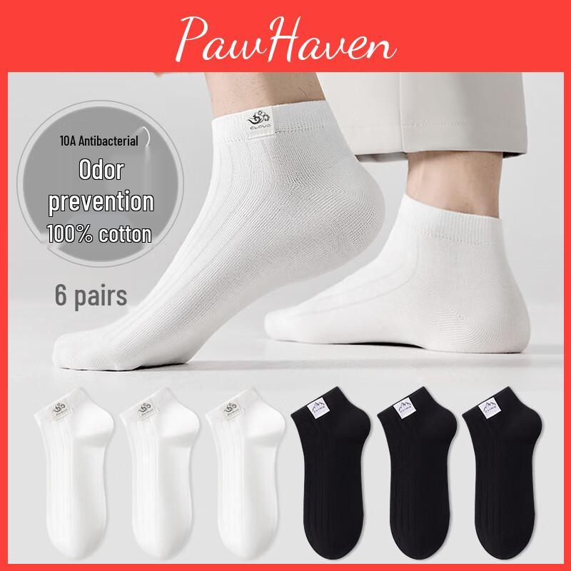 Mens Antiodor Breathable 100 Cotton Noshow Socks 6 Pairs