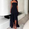 Women's Summer New Western Off-shoulder Strapless Dress with an Irregular Hem and Backless Dress