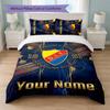 Djurgårdens IF Custom Name Text Bedding Set 1 Duvet Cover+2 Pillowcases Soccer Logo Personalized Gift For Special Occasion Bedroom Decor