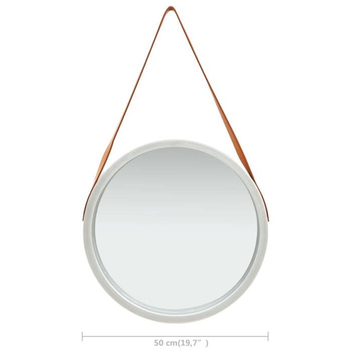 VidaXL Wall Mirror with Strap 50 Cm Silver 320366
