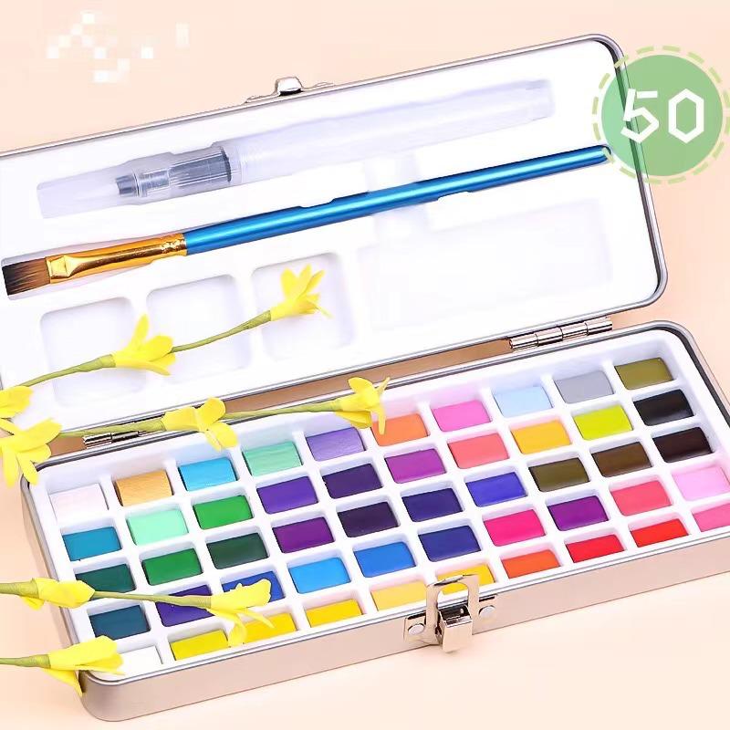 

Ziyunxuan 50-Color Portable Watercolor Paint Set - Beginner Friendly Tin Box All sizes: 50, 72, 90, 100, 128
