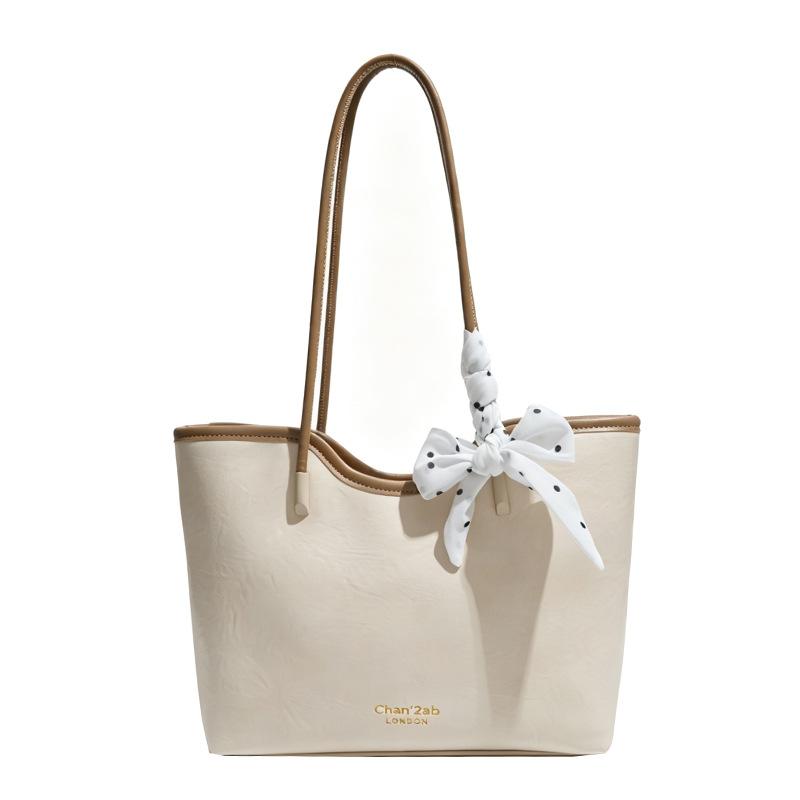 Summer New Bag Women'S Fashion Solid Color Popular Foreign Style Soft Leather Tote Bag Large Capacity Commuter Shoulder Bag