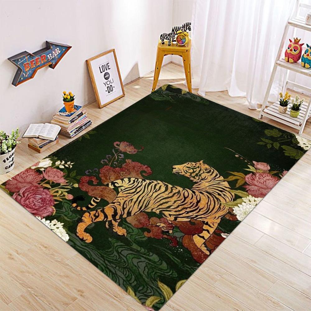 Rug for Living Room Carpet Jungle Tiger Home Decoration Large Area Bedroom Plush Floor Mat Machine Washable Coffee Table Rugs