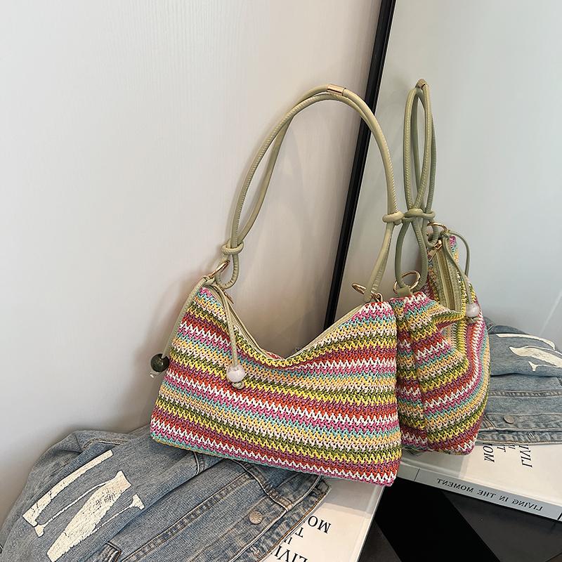 

Контрастна в язана сумка для жіночої моди, універсальна сумка під пахви, літня новинка, маленька та проста повсякденна плечова жіноча сумка