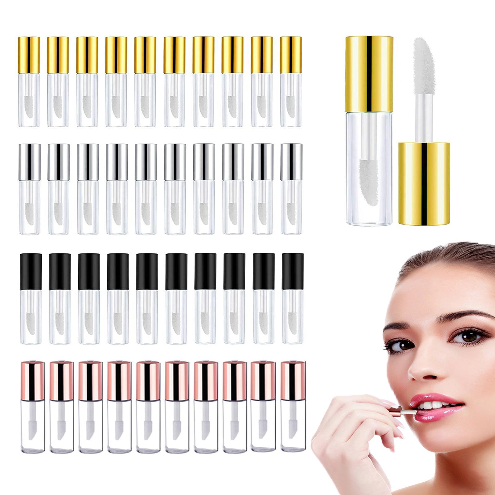 

25/40/50 штук 1,2 мл прозрачный красивый тюбик для блеска для губ Пустой флакон для помады Контейнер с резиновой вставкой Пресс Маленькая капельница для пробного макияжа Silver+Gold+Rose+Black 40pcs