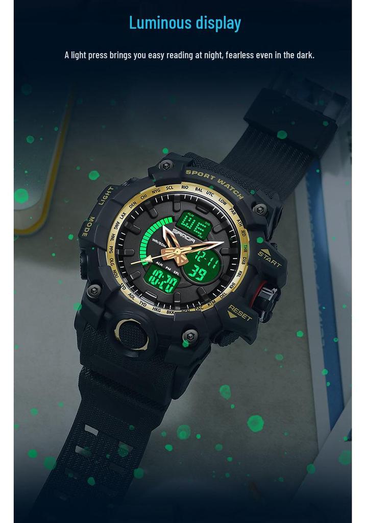 Sanda Men's Multifunctional Waterproof Luminous Sports Watch