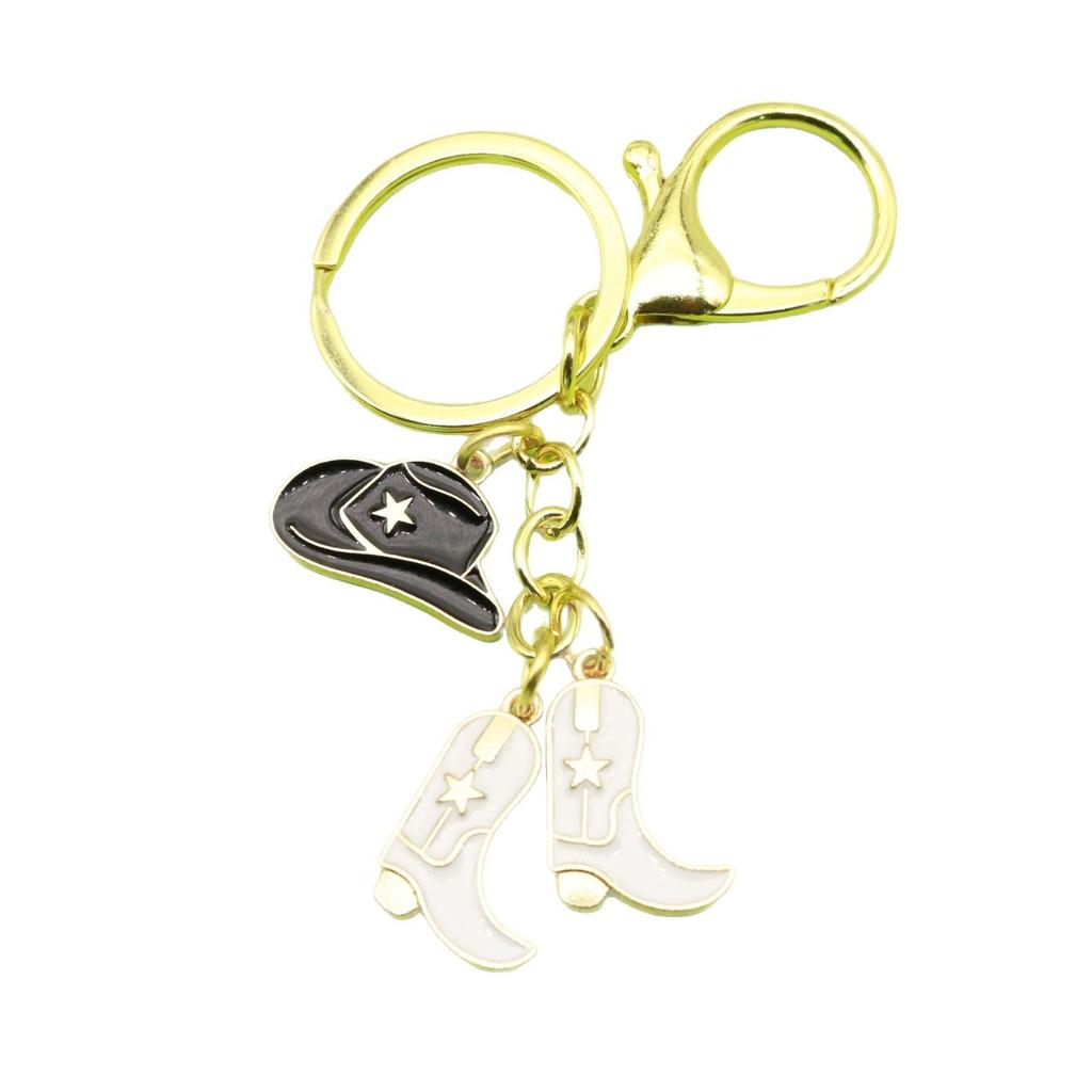 Cowboy Hat & Horseshoe Western Keychain Pendant - Alloy Accessory Gift for Father's Day
