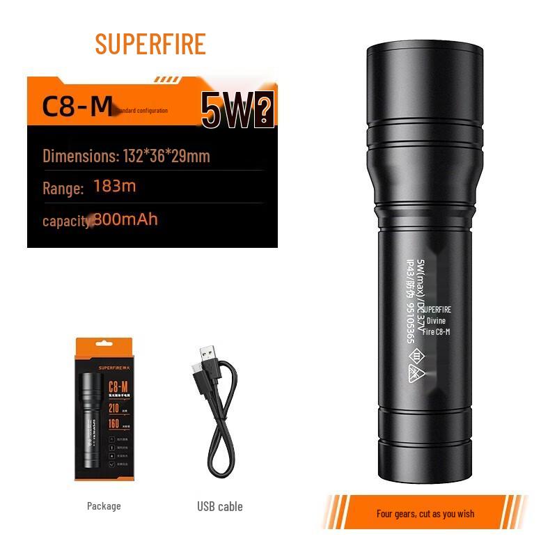 SupFire C8-M Rechargeable LED Flashlight