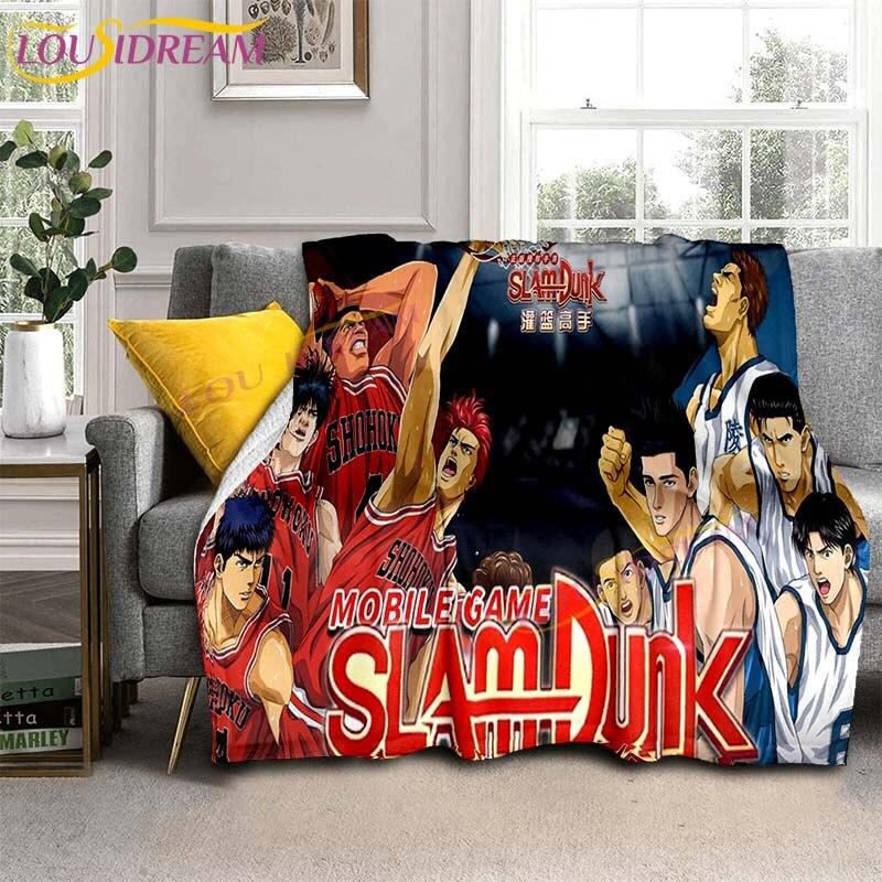SLAM DUNK Blankets Slam Dunk Sakuraqi Flannel Blankets 3D Cartoon Throw Blankets for Bedroom Sofa Travel Camping Warm Blankets