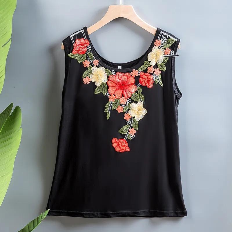 

Жилет-бретелька, женская одежда, универсальная летняя модальная жилетка без рукавов с вышивкой, топ, женская рубашка большого размера с внутренней нижней частью L