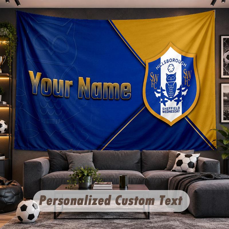 Wall Hanging Tapestry Custom NameSheffield Wednesday FC Pattern Personalized Printed Fabric Wall Decor