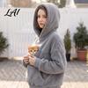 Pet Carrier Hoodie for Women Loose Fit Pullover Sweatshirt with Front Pouch Small Dog Carrying Long Sleeve Autumn Winter Casual Tops Dogs