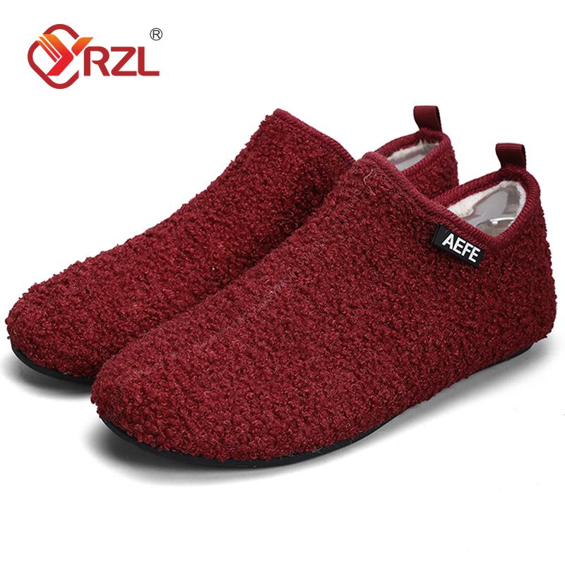 YRZL Fashion Men Winter Cotton Shoes Warm Slip On Lightweight Winter Shoe Male Plush Bedroom Home Cotton Loafers Man Warm Shoes