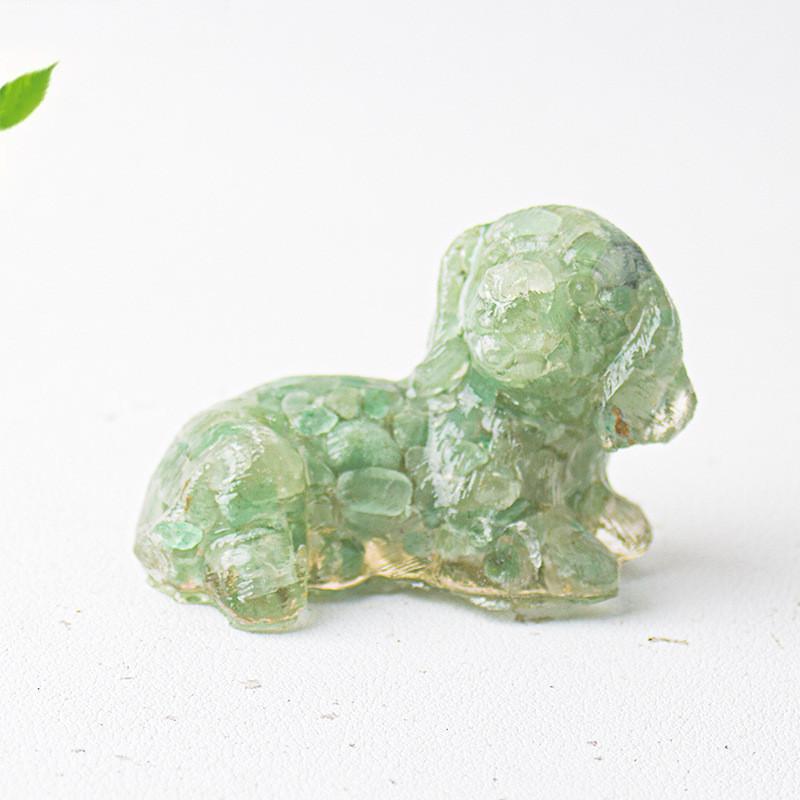 Crystal Resin Dog Face Decor With Natural Gemstone For Office And Home Tabletop Gift