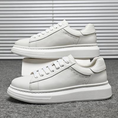 Mode Nya Herrdesigners Vita Äkta Läder Snörning Plattformsskor Herr Casual Flats Mockasiner Promenadskor Zapatos Hombre