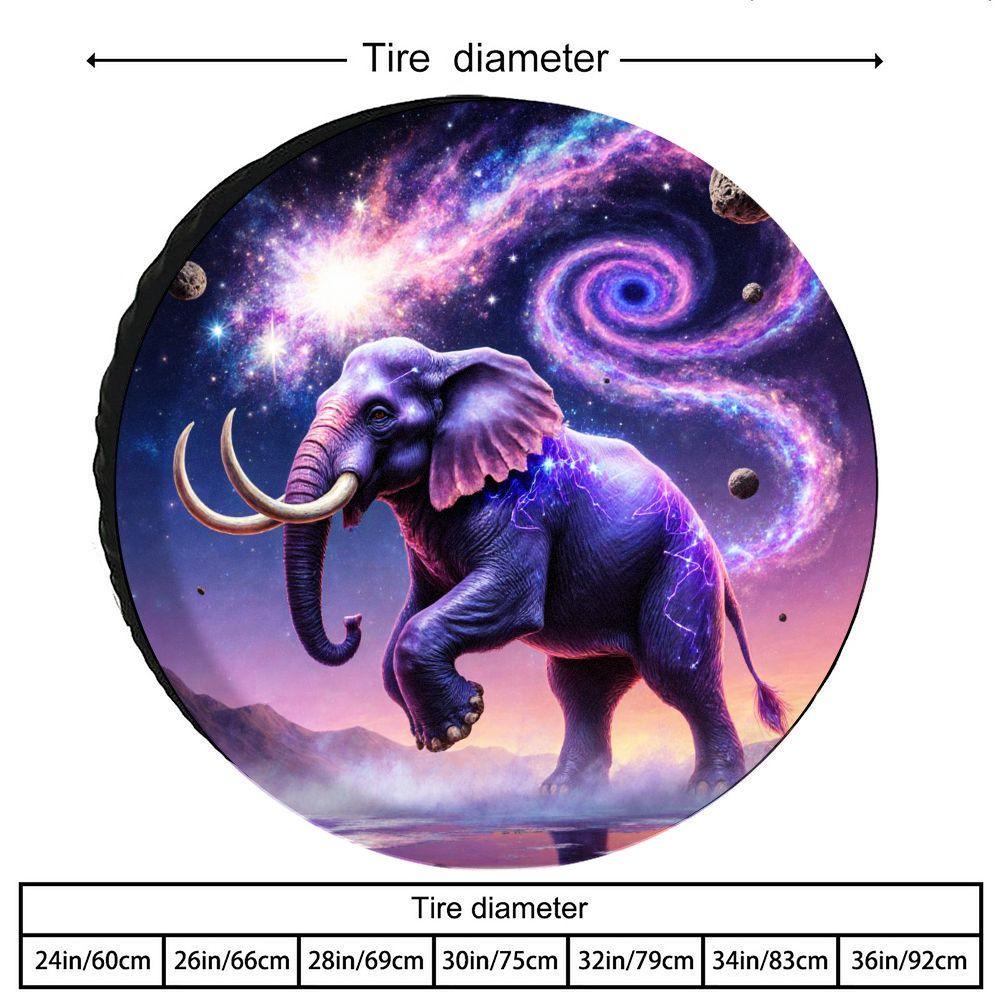 Cosmic Galaxy Elephant Tire Cover Polyester Spare Wheel Protector for SUV Sedan Truck