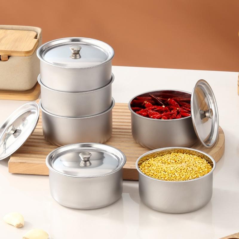 1/3/5PCS Stainless Steel Steamed Egg Bowl Ramen Rice Fruit Salad Stew Bowls With Lids Soup Cup Food Container Kitchen Tableware&