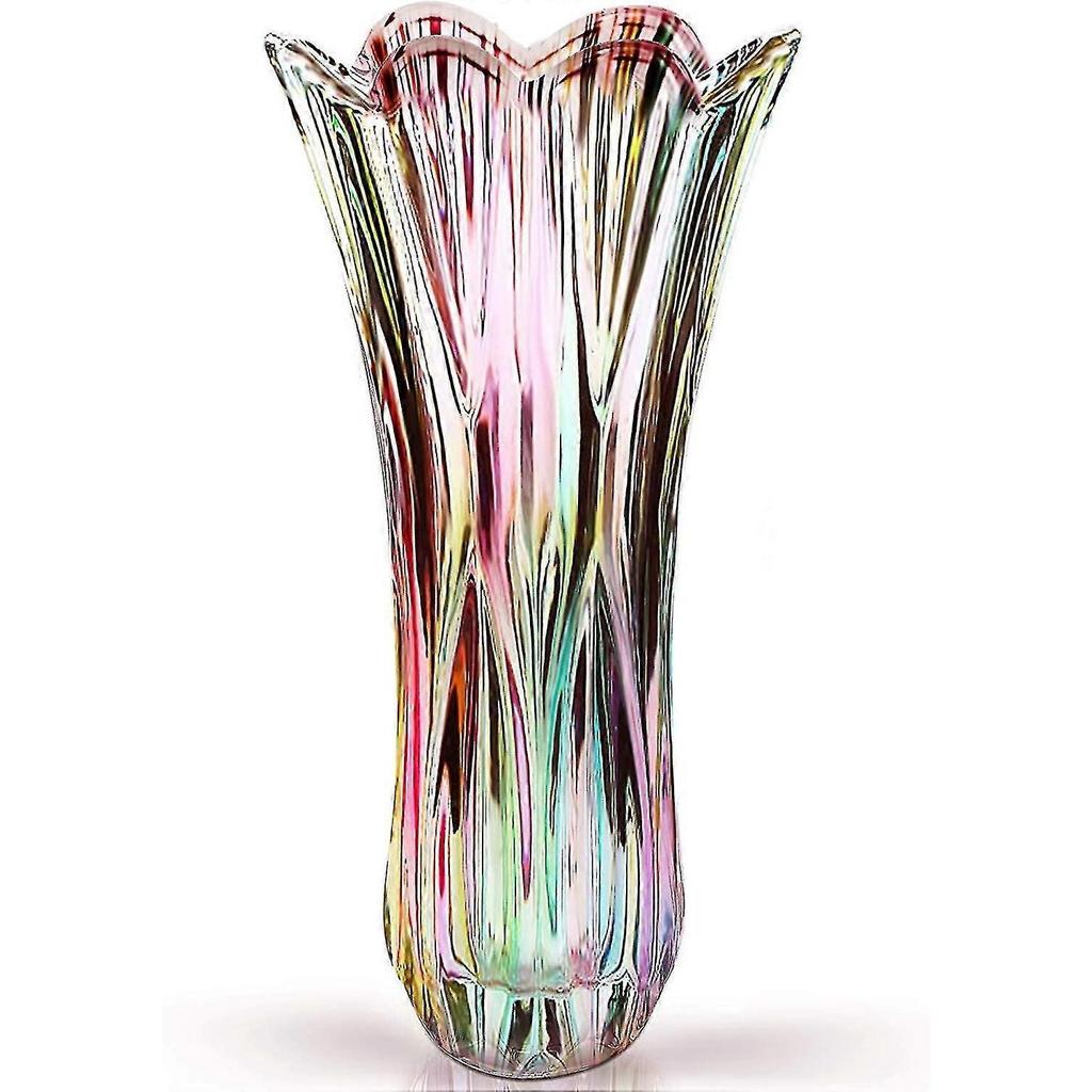 Vase à Fleurs Forme Queue de Phénix Verre Cristal Épaissi Pour Décoration Intérieure, Mariage Ou Cadeauxtaille25cm