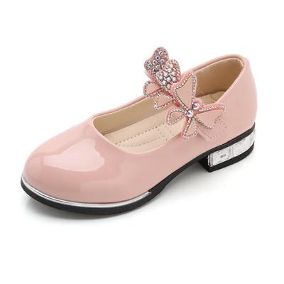 Mädchen Lederschuhe für Party Hochzeit Kinder Auftrittsschuhe mit Schleife Mode Kinder High Heels Strassschuhe