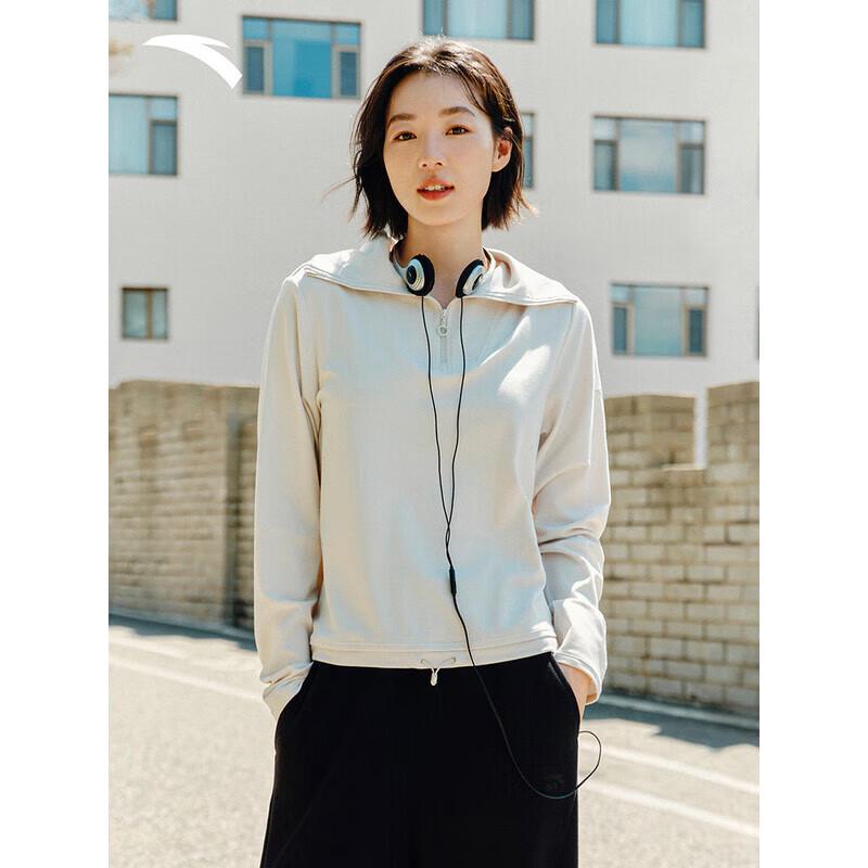 ANTA Women s Half-Zip Knit Polo Sports Top M