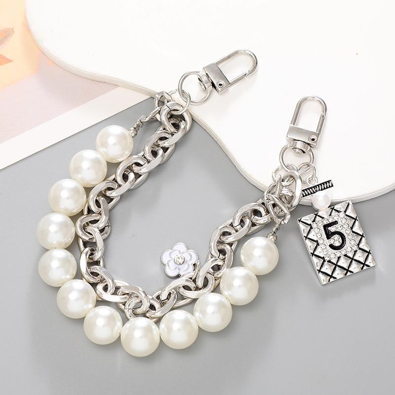 Fashion Colorful Acrylic Pearl Round Beads Mobile Phone Case Chain Bows Heart Anti-Drop Cellphone Lanyard Strap For Women Girls