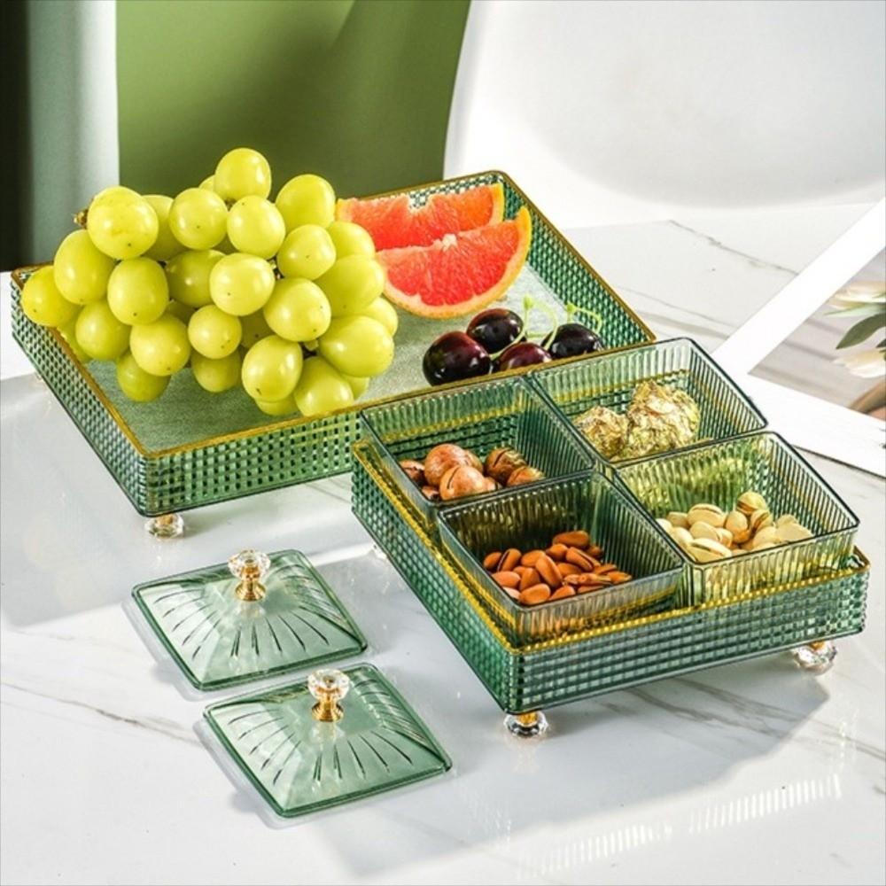 4\6Pcs Elegant Nordic Fruit Plate Light Luxury Cake Container Sugar Plate with Lid Refreshment