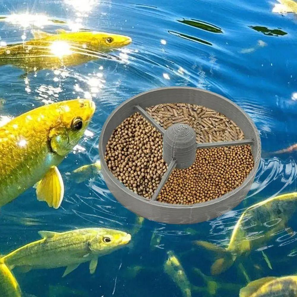 3pcs Round Floating Fish Feeding Ring Plastic Gray Aquarium Food Feeder Durable Pond Fish Feeder for Guppy Betta Turtle