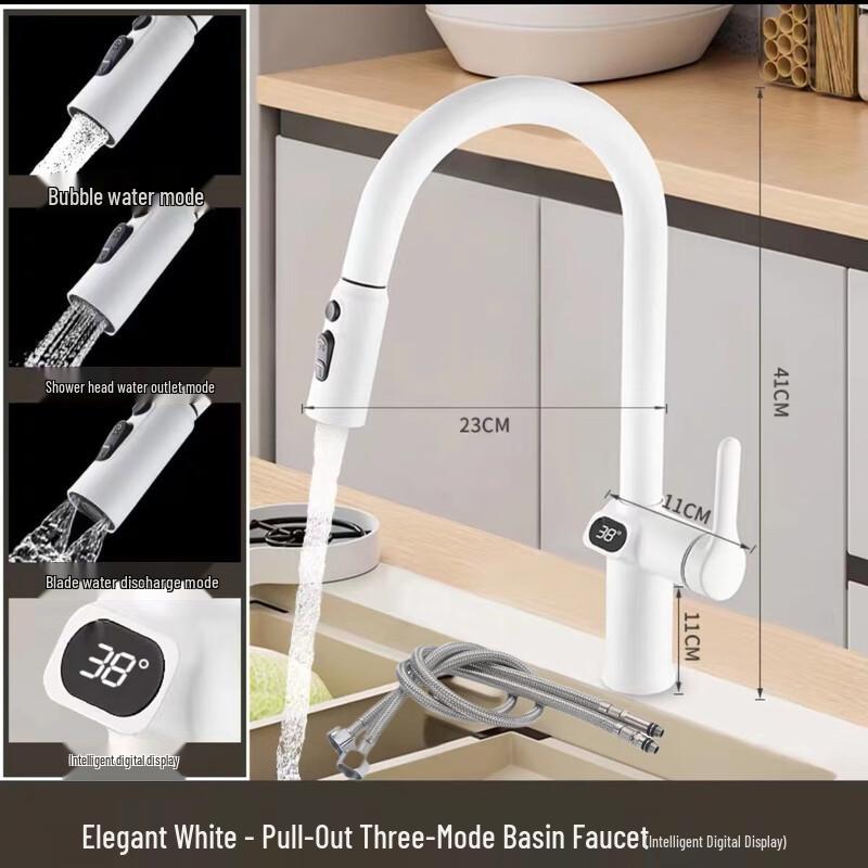 TLXT Digital Display Pull-Out Kitchen Faucet