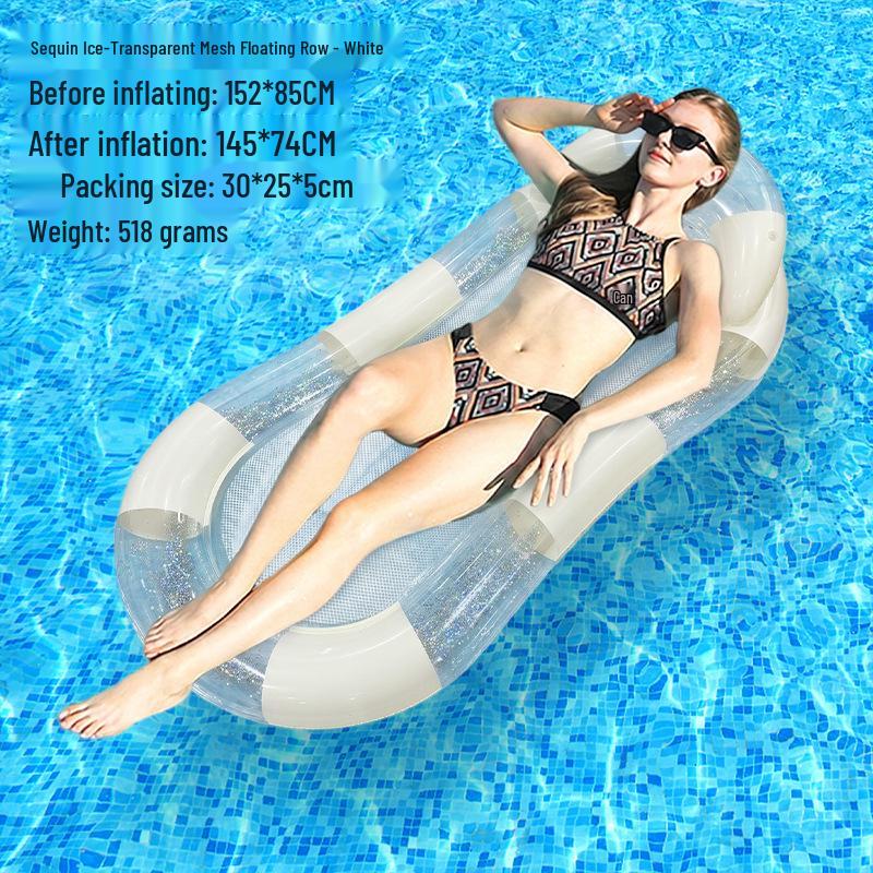 Tumbona Flotante Inflable Plegable Transfronteriza con Respaldo y Malla