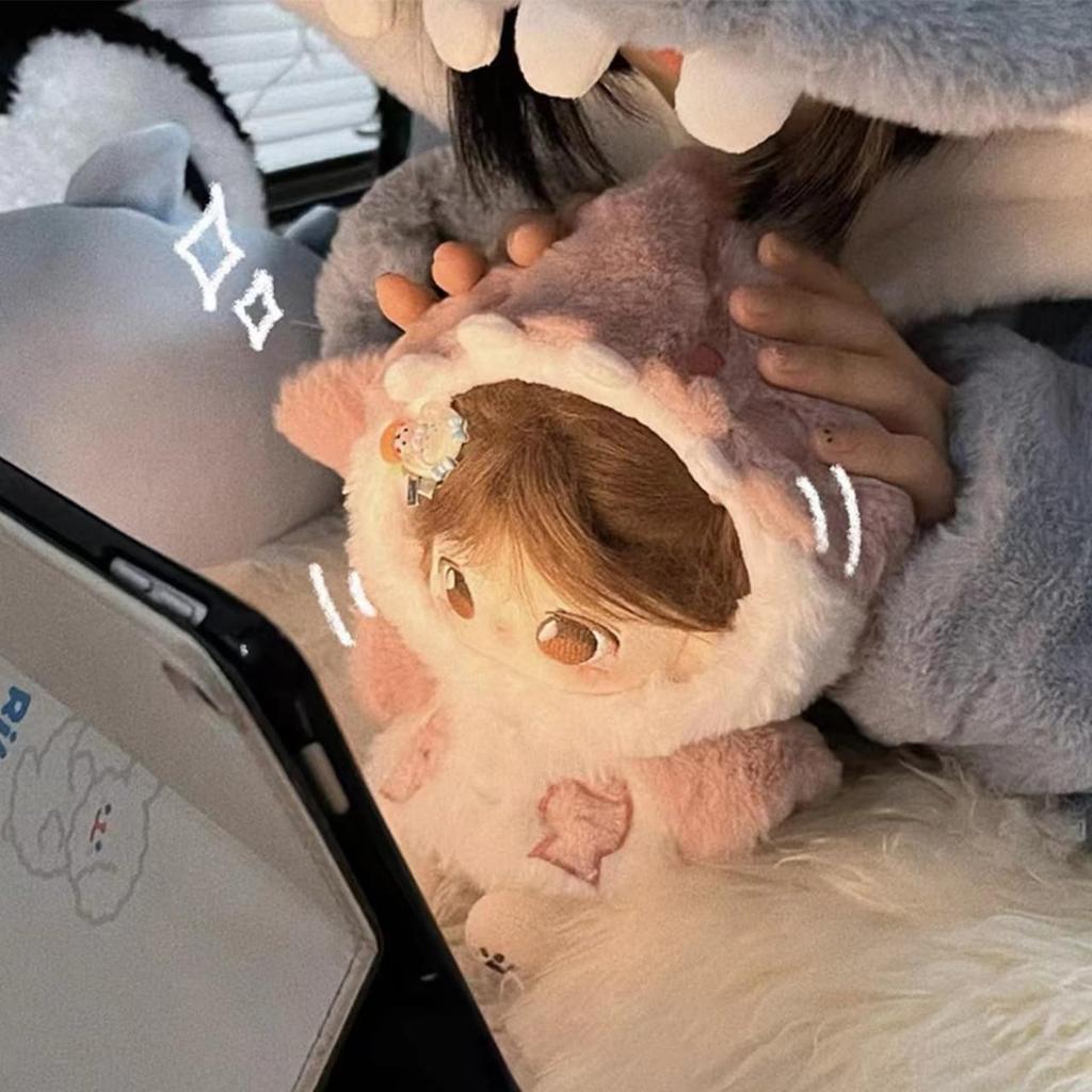 [Queen-b] Plush Shark Clothes 20cm Doll Stuffed Animal Dress Up Kigurumi Oshikatsu Oshi Oshi Plush Clothes Costume Cute Otaku Otaku (Pink)