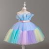 Girls Colourful Patchwork Princess Dresses Sleeveless Colour Patchwork Bowknot Dress Walking Piano Performance Dress 363  Girl's Favourite Dress