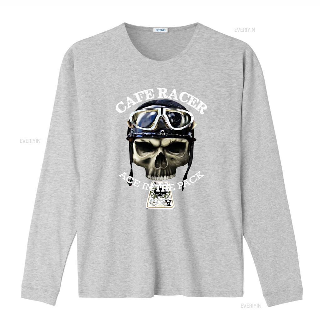Cafe Racer Ace in de Pack Vintage Retro Biker Schedel T-shirt voor Mannen vintage Gewassen mode Veelzijdig homme Stijlvol Rekbaar