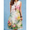 New Summer Beach Floral Print Dress For Women Casual Sexy Sleeveless V-neck Loose Mini Dress Elegant Short Dress Vestido