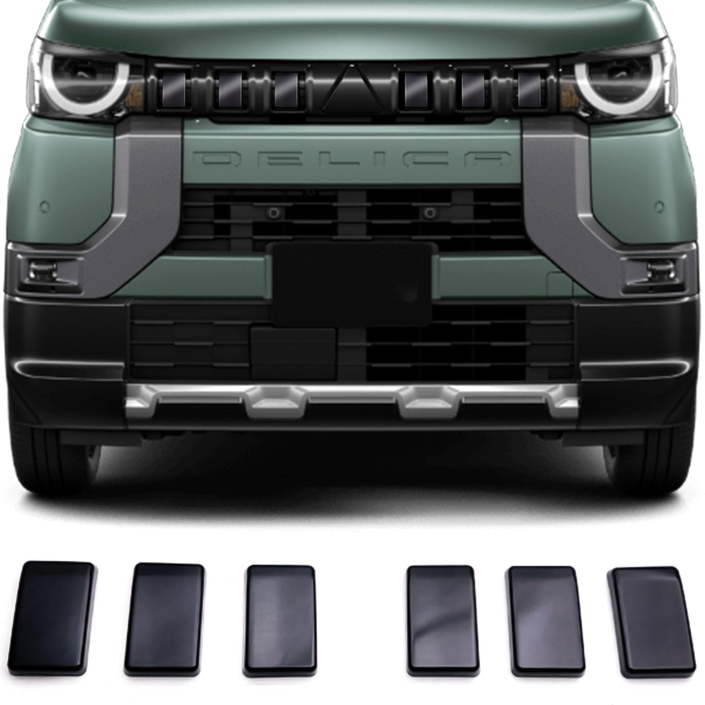 HUDIY Delica Mini Front Grille Garnish 2023 Front Bumper Hood Car Gloss Black (May - Present) Emblem, Logo, Decoration, Vehicle-Specific Design,