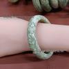 A4 Emerald Green Hetian Jade Bracelet with Floral Design