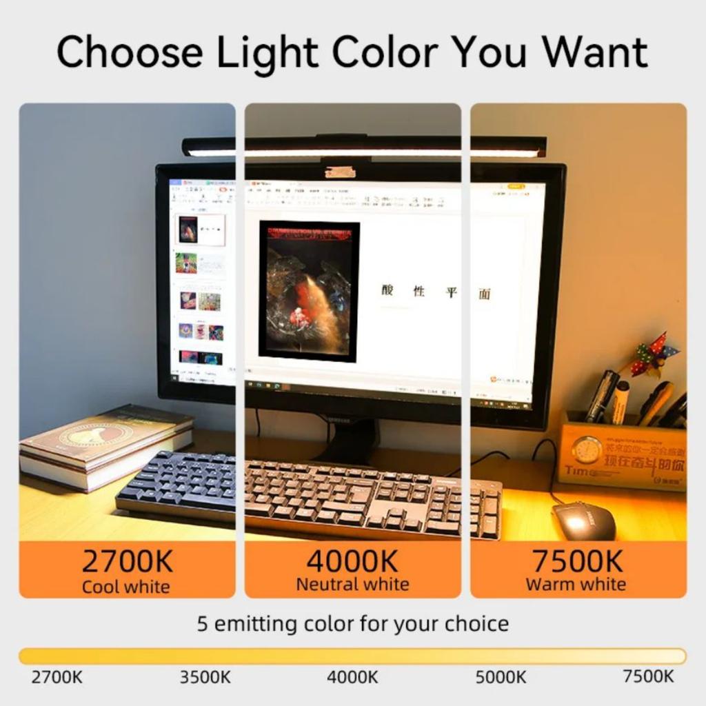 New Enhance Your Workspace with Customizable Adjustable Brightness RGB Dimmable LED Monitor Lights - Perfect Hanging Desk Lamps