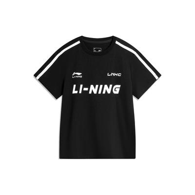 Li-Ning American Vintage Letter Logo Print Round Neck Soft Comfortable Short Sleeve T-Shirt Women Tops Black AHSU712-2