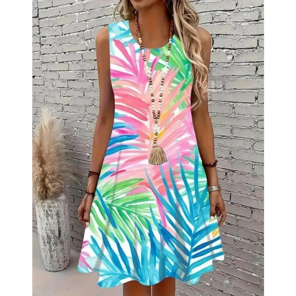 Summer Hawaii Scenery 3D Print Beach Dresses Women Loose Party Dress Sleeveless Sundress Casual Flower Tank Short Dresses 2025