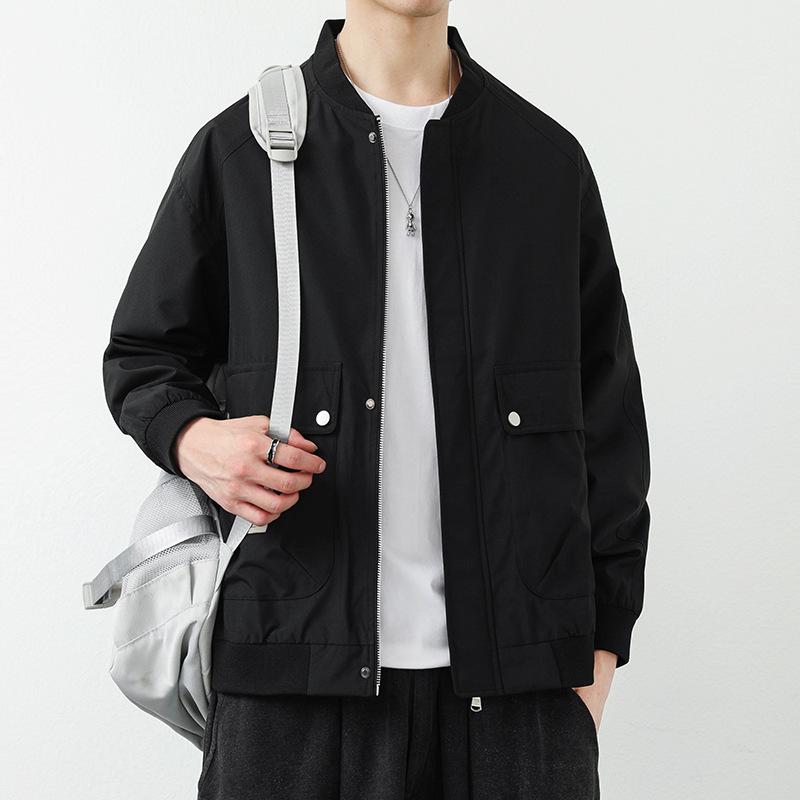 Men's Coat Autumn New Casual Trendy Thin Top Men's Youth Simple Outer Wear Stand Collar Jacket Men's Clothing