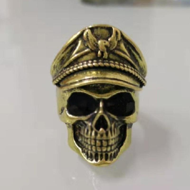 Untote Legion Ring Offizier Anker Alter Kapitän Bart Bart Skelett Männlich Offener Hut Ring