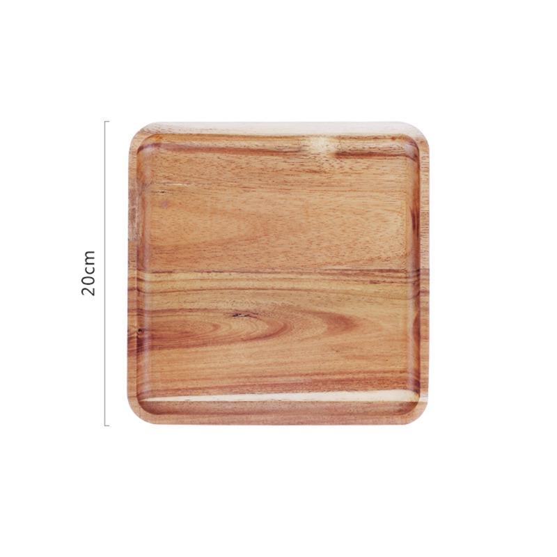 Natural Wooden Serving Tray Square/Rectangular Wood Plate Food  Fruit Platter Dessert Tea Storage Trays Home Storage Dish Decors